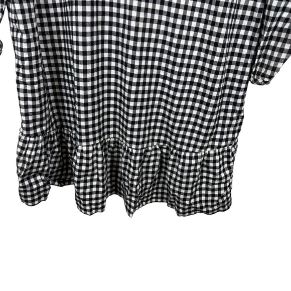 J. Crew Women’s Flannel Gingham Ruffle Mini Dress Black/White Size XL - Picture 7 of 11